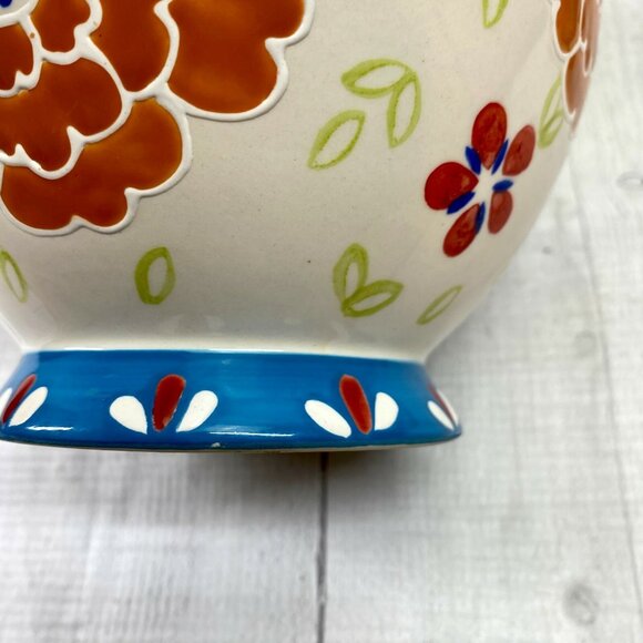 Coastline Imports DUTCH WAX Floral Handpainted Ceramic Handle Beverage Pitcher - Picture 6 of 9